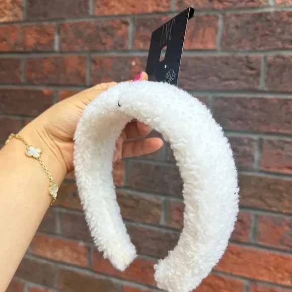 White Puffy Headband - Picture 2 of 6